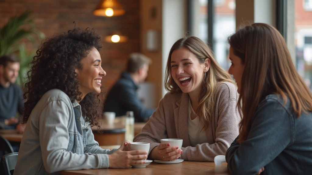 Vrienden voeren een ontspannen gesprek in een gezellige koffiebar
