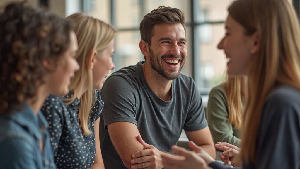 Diverse groep studenten lacht en praat met elkaar in een Nederlands klaslokaal