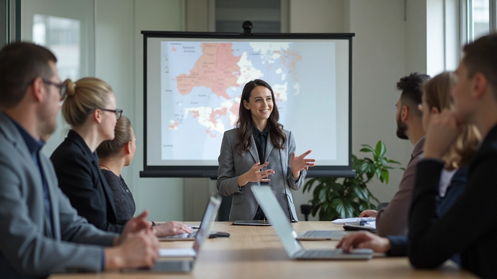 Student presenteert zelfverzekerd op professionele Nederlands zakenmeeting