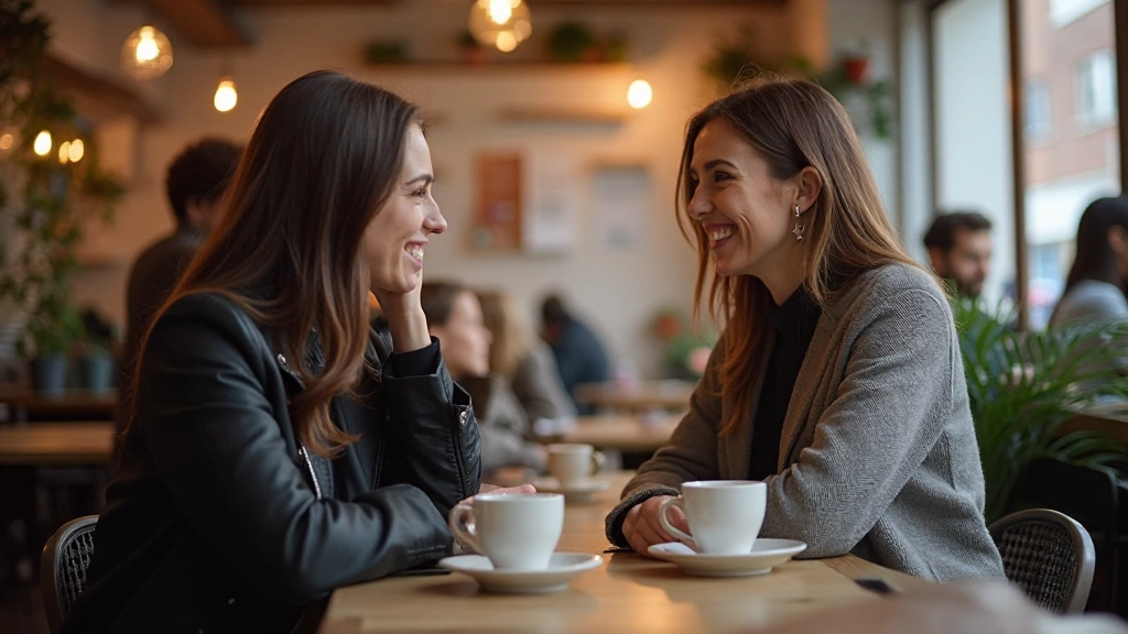 Twee vrienden voeren een natuurlijk Nederlands gesprek in een koffieshop